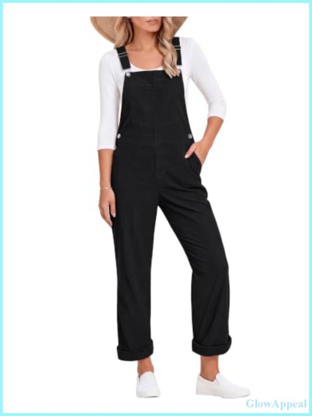 Women's Corduroy Overalls Loose Fit Adjustable Straps Bib Jumpsuit with Pockets